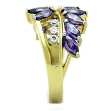 Load image into Gallery viewer, TK1568 - Two-Tone IP Gold (Ion Plating) Stainless Steel Ring with AAA Grade CZ  in Amethyst