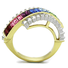 Load image into Gallery viewer, TK1575 - Two-Tone IP Gold (Ion Plating) Stainless Steel Ring with Top Grade Crystal  in Multi Color