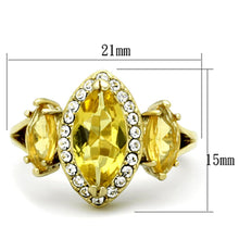Load image into Gallery viewer, TK1578 - IP Gold(Ion Plating) Stainless Steel Ring with Synthetic Synthetic Glass in Topaz