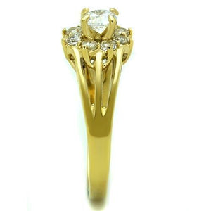 TK1583 - IP Gold(Ion Plating) Stainless Steel Ring with AAA Grade CZ  in Clear