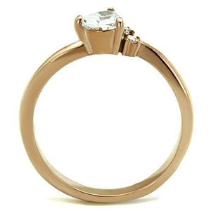 TK1591 - IP Rose Gold(Ion Plating) Stainless Steel Ring with AAA Grade CZ  in Clear