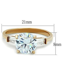 Load image into Gallery viewer, TK1595 - IP Rose Gold(Ion Plating) Stainless Steel Ring with AAA Grade CZ  in Clear