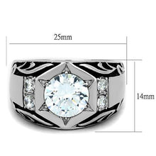 Load image into Gallery viewer, TK1606 - High polished (no plating) Stainless Steel Ring with AAA Grade CZ  in Clear