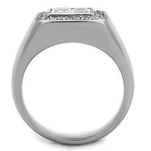 Load image into Gallery viewer, TK1608 - High polished (no plating) Stainless Steel Ring with AAA Grade CZ  in Clear