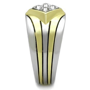 TK1610 - Two-Tone IP Gold (Ion Plating) Stainless Steel Ring with Top Grade Crystal  in Clear