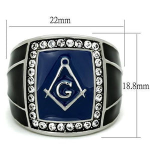 TK1612 - High polished (no plating) Stainless Steel Ring with Top Grade Crystal  in Clear