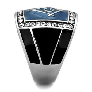 TK1612 - High polished (no plating) Stainless Steel Ring with Top Grade Crystal  in Clear