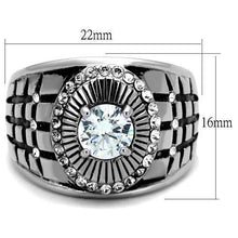 Load image into Gallery viewer, TK1614 - High polished (no plating) Stainless Steel Ring with AAA Grade CZ  in Clear