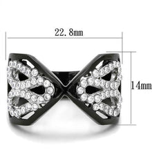 Load image into Gallery viewer, TK1644 - Two-Tone IP Black Stainless Steel Ring with AAA Grade CZ  in Clear