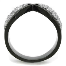 Load image into Gallery viewer, TK1644 - Two-Tone IP Black Stainless Steel Ring with AAA Grade CZ  in Clear