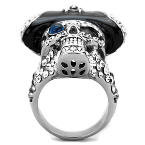 TK1659 - Two-Tone IP Black Stainless Steel Ring with Synthetic Synthetic Glass in Montana