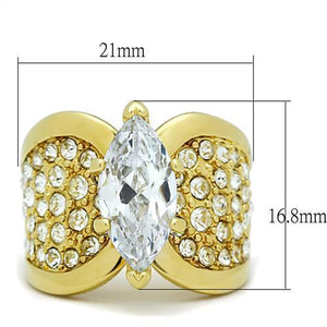 TK1672 - IP Gold(Ion Plating) Stainless Steel Ring with AAA Grade CZ  in Clear