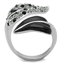Load image into Gallery viewer, TK1678 - High polished (no plating) Stainless Steel Ring with Top Grade Crystal  in Jet