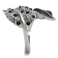 Load image into Gallery viewer, TK1678 - High polished (no plating) Stainless Steel Ring with Top Grade Crystal  in Jet