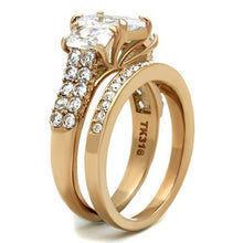 Load image into Gallery viewer, TK1690 - IP Rose Gold(Ion Plating) Stainless Steel Ring with AAA Grade CZ  in Clear