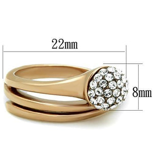 TK1693 - IP Rose Gold(Ion Plating) Stainless Steel Ring with Top Grade Crystal  in Clear