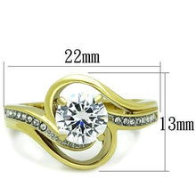 Load image into Gallery viewer, TK1701 - Two-Tone IP Gold (Ion Plating) Stainless Steel Ring with AAA Grade CZ  in Clear