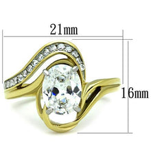 Load image into Gallery viewer, TK1703 - Two-Tone IP Gold (Ion Plating) Stainless Steel Ring with AAA Grade CZ  in Clear