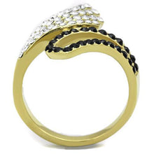 Load image into Gallery viewer, TK1710 - IP Gold(Ion Plating) Stainless Steel Ring with Top Grade Crystal  in Jet