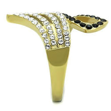 Load image into Gallery viewer, TK1710 - IP Gold(Ion Plating) Stainless Steel Ring with Top Grade Crystal  in Jet