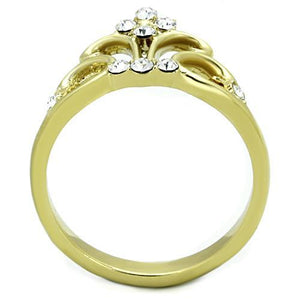 TK1716 - IP Gold(Ion Plating) Stainless Steel Ring with Top Grade Crystal  in Clear