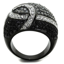 Load image into Gallery viewer, TK1733 - Two-Tone IP Black Stainless Steel Ring with Top Grade Crystal  in Black Diamond