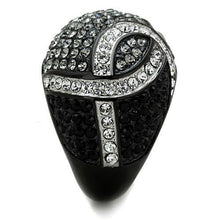 Load image into Gallery viewer, TK1733 - Two-Tone IP Black Stainless Steel Ring with Top Grade Crystal  in Black Diamond