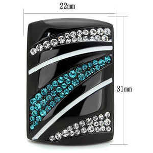 TK1736 - IP Black(Ion Plating) Stainless Steel Ring with Top Grade Crystal  in Blue Zircon