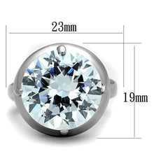 Load image into Gallery viewer, TK1749 - High polished (no plating) Stainless Steel Ring with AAA Grade CZ  in Clear