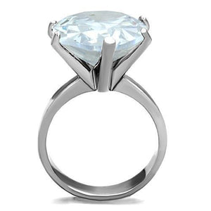 TK1750 - High polished (no plating) Stainless Steel Ring with AAA Grade CZ  in Clear