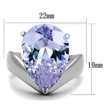 Load image into Gallery viewer, TK1755 - High polished (no plating) Stainless Steel Ring with AAA Grade CZ  in Light Amethyst