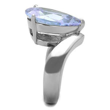 Load image into Gallery viewer, TK1755 - High polished (no plating) Stainless Steel Ring with AAA Grade CZ  in Light Amethyst