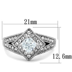 TK1760 - High polished (no plating) Stainless Steel Ring with AAA Grade CZ  in Clear