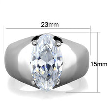 Load image into Gallery viewer, TK1774 - High polished (no plating) Stainless Steel Ring with AAA Grade CZ  in Clear