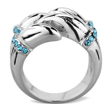 Load image into Gallery viewer, TK1779 - High polished (no plating) Stainless Steel Ring with Top Grade Crystal  in Sapphire