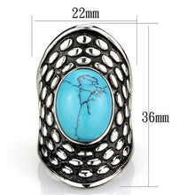 Load image into Gallery viewer, TK1780 - High polished (no plating) Stainless Steel Ring with Synthetic Turquoise in Sea Blue