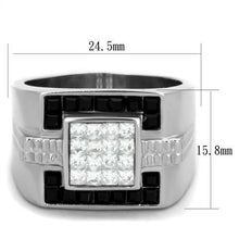 Load image into Gallery viewer, TK1809 - High polished (no plating) Stainless Steel Ring with Top Grade Crystal  in Jet
