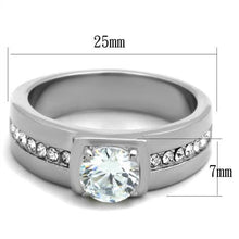 Load image into Gallery viewer, TK1816 - High polished (no plating) Stainless Steel Ring with AAA Grade CZ  in Clear