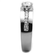 Load image into Gallery viewer, TK1816 - High polished (no plating) Stainless Steel Ring with AAA Grade CZ  in Clear