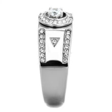 Load image into Gallery viewer, TK1819 - High polished (no plating) Stainless Steel Ring with AAA Grade CZ  in Clear