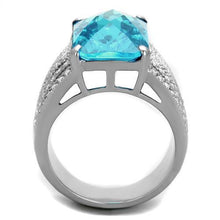Load image into Gallery viewer, TK1826 - High polished (no plating) Stainless Steel Ring with Synthetic Synthetic Glass in Sea Blue