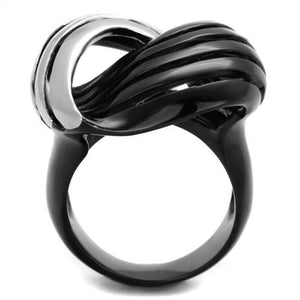 TK1843 - Two-Tone IP Black (Ion Plating) Stainless Steel Ring with No Stone