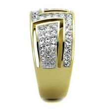 Load image into Gallery viewer, TK1845 - Two-Tone IP Gold (Ion Plating) Stainless Steel Ring with Top Grade Crystal  in Clear