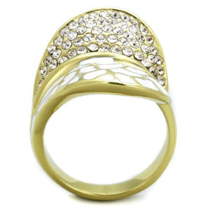 TK1851 - IP Gold(Ion Plating) Stainless Steel Ring with Top Grade Crystal  in Clear