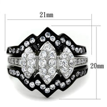 Load image into Gallery viewer, TK1869 - Two-Tone IP Black (Ion Plating) Stainless Steel Ring with AAA Grade CZ  in Clear