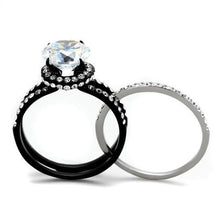 Load image into Gallery viewer, TK1870 - Two-Tone IP Black (Ion Plating) Stainless Steel Ring with AAA Grade CZ  in Clear