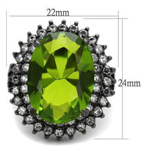 Load image into Gallery viewer, TK1892LJ - IP Light Black  (IP Gun) Stainless Steel Ring with Synthetic Synthetic Glass in Peridot