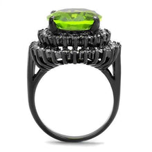 Load image into Gallery viewer, TK1892LJ - IP Light Black  (IP Gun) Stainless Steel Ring with Synthetic Synthetic Glass in Peridot