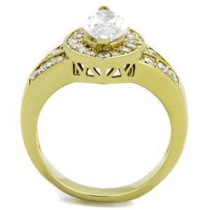 TK1896 - IP Gold(Ion Plating) Stainless Steel Ring with AAA Grade CZ  in Clear