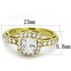 TK1899 - IP Gold(Ion Plating) Stainless Steel Ring with AAA Grade CZ  in Clear